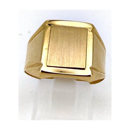 Anillo anillo sello cuadrado raya lat de oro 18k talla 26